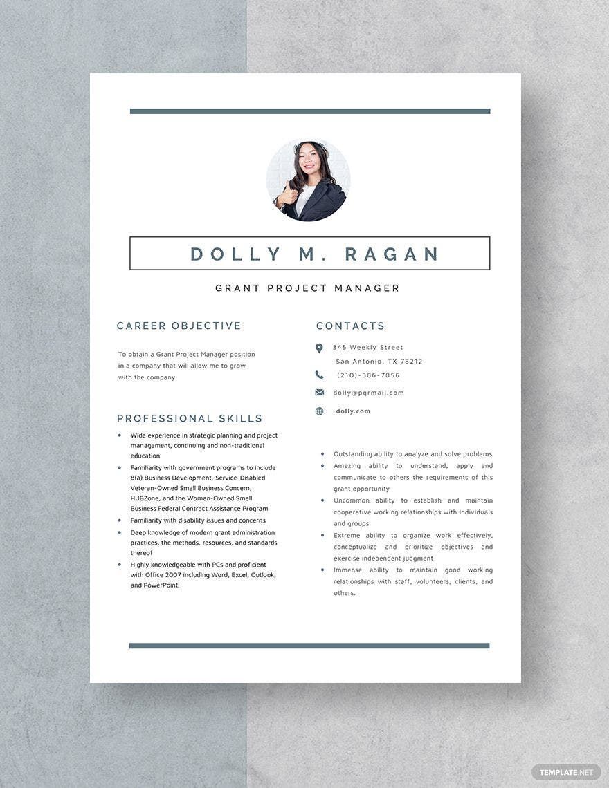 Grant Project Manager Resume