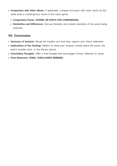 Free Poetry Essay Plan Template to Edit Online