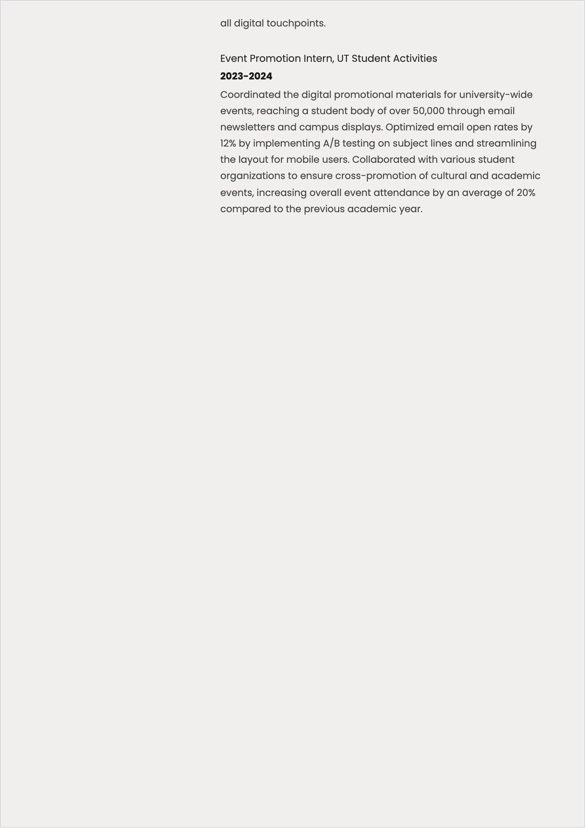 Free CV Intern Half ATS CV Template, AI CV Builder