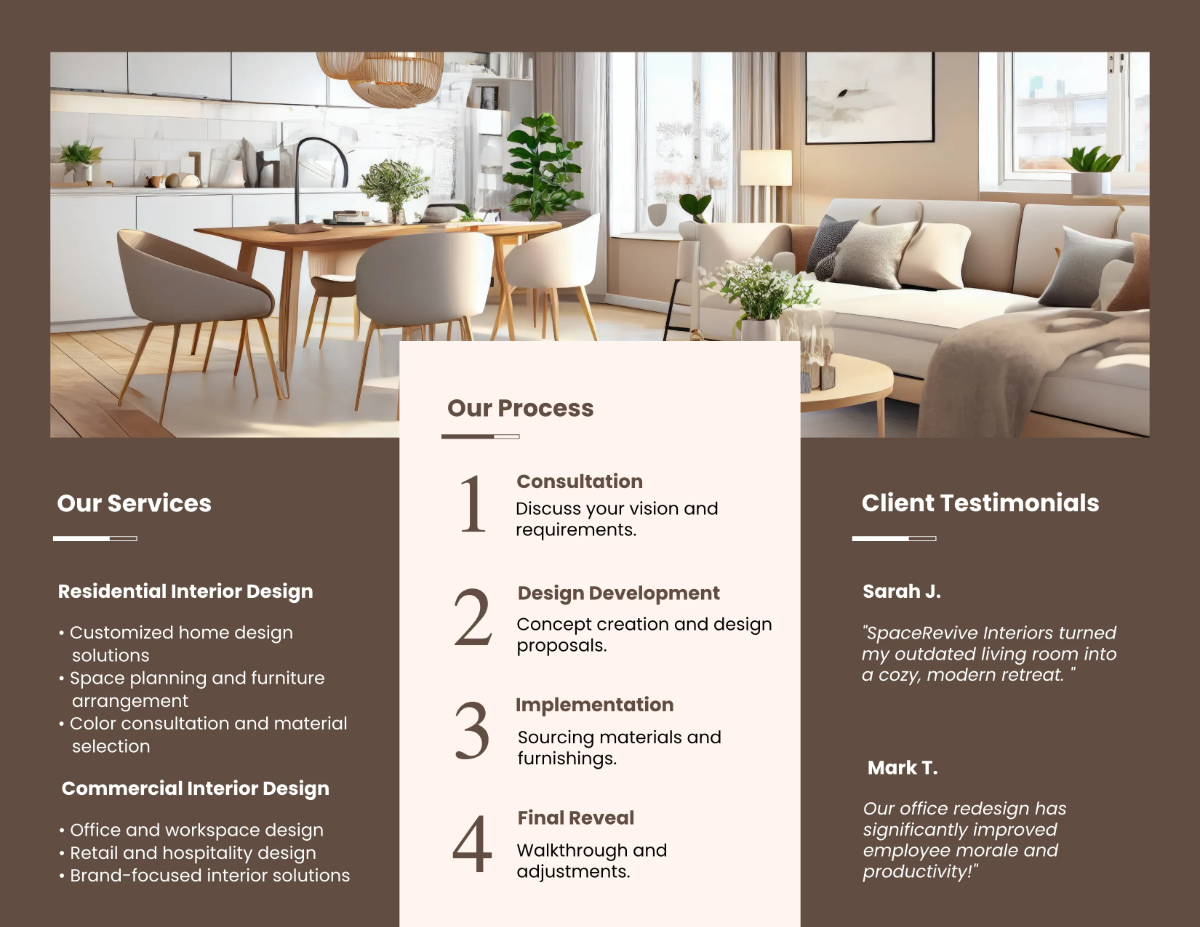 Free Interior Design Brochure Template to Edit Online