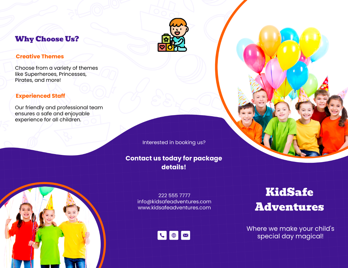 Kids Party Trifold Brochure Template