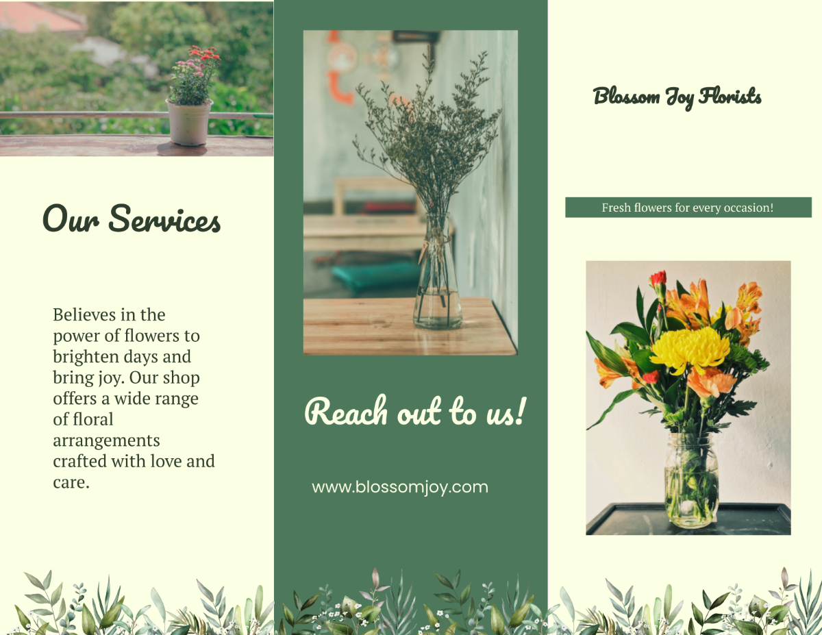 Flower Shop Trifold Brochure Template