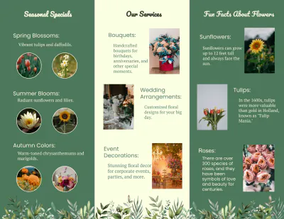 Free Flower Shop Trifold Brochure Template to Edit Online