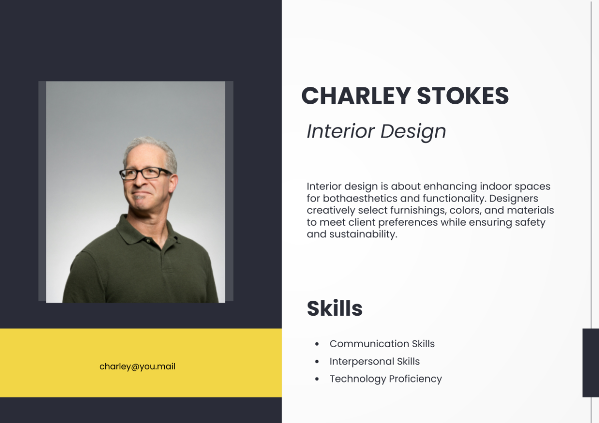 CV Interior Design Half Cover Page Template - Edit Online & Download