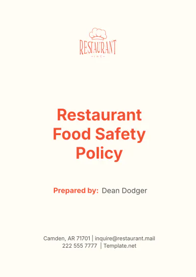 Free Restaurant Food Safety Policy Template to Edit Online