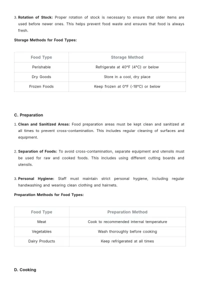 Free Restaurant Food Safety Policy Template to Edit Online