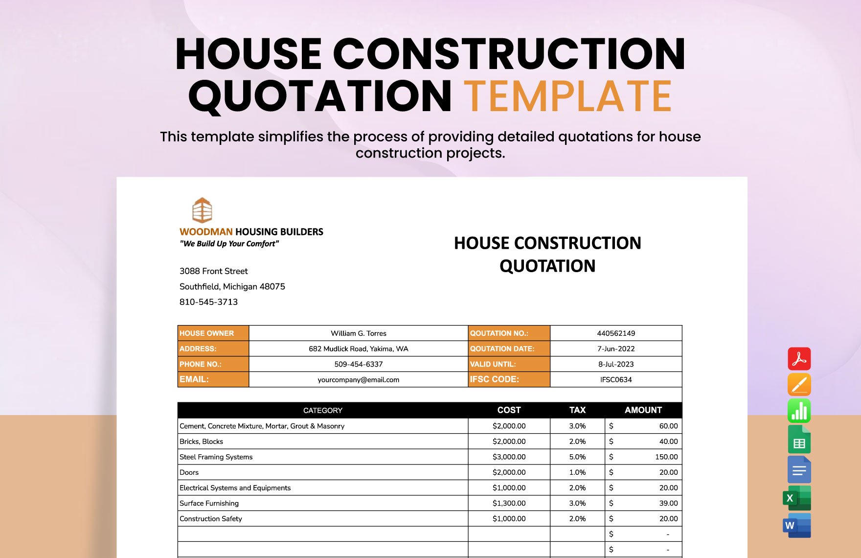House Construction Quotation Template