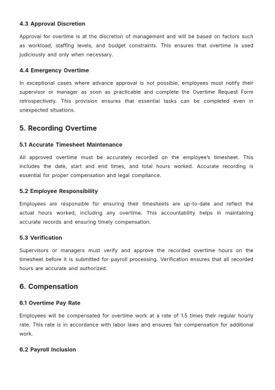 Free Restaurant Overtime Policy Template to Edit Online