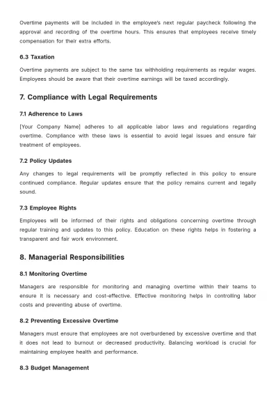 Free Restaurant Overtime Policy Template to Edit Online