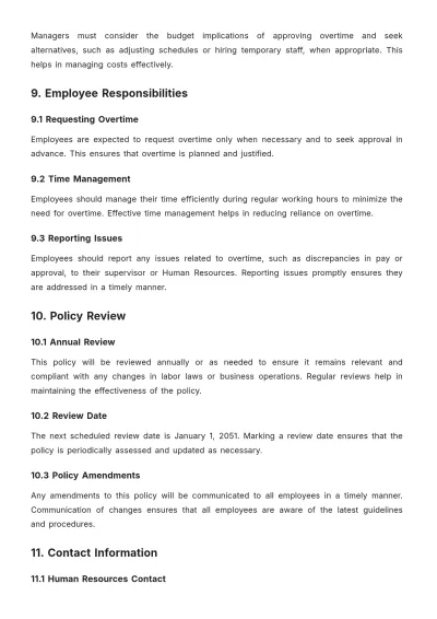 Free Restaurant Overtime Policy Template to Edit Online