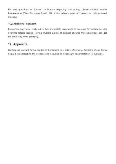 Free Restaurant Overtime Policy Template to Edit Online