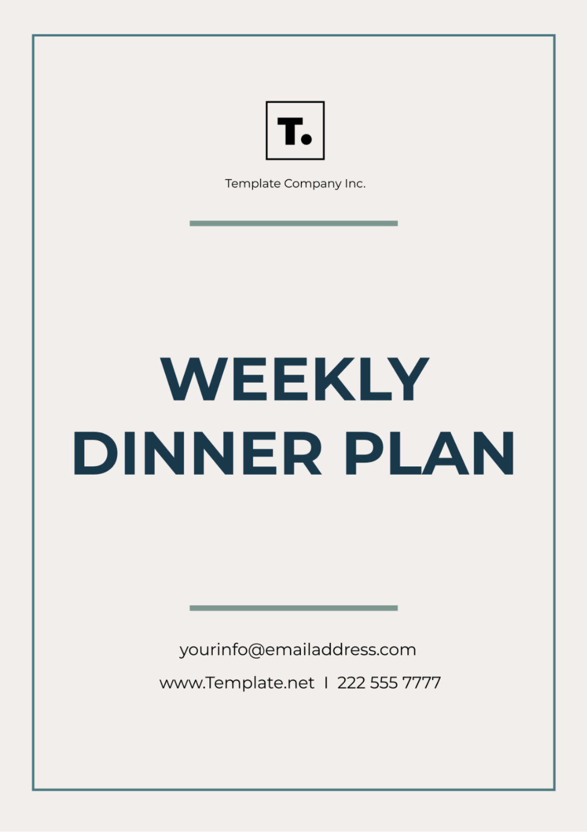 Weekly Dinner Plan Template - Edit Online & Download