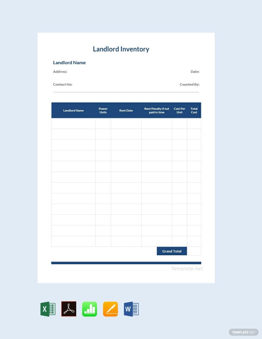 Landlord Inventory Template