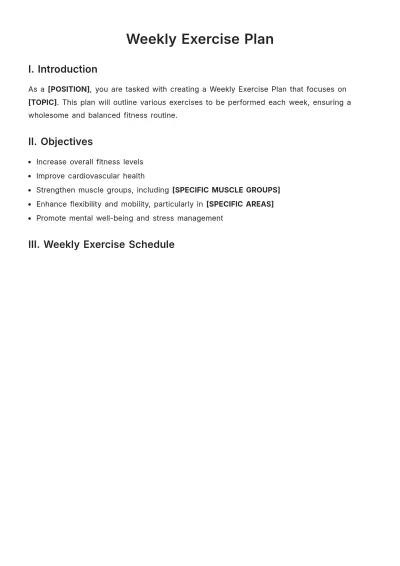 Free Weekly Exercise Plan Template to Edit Online