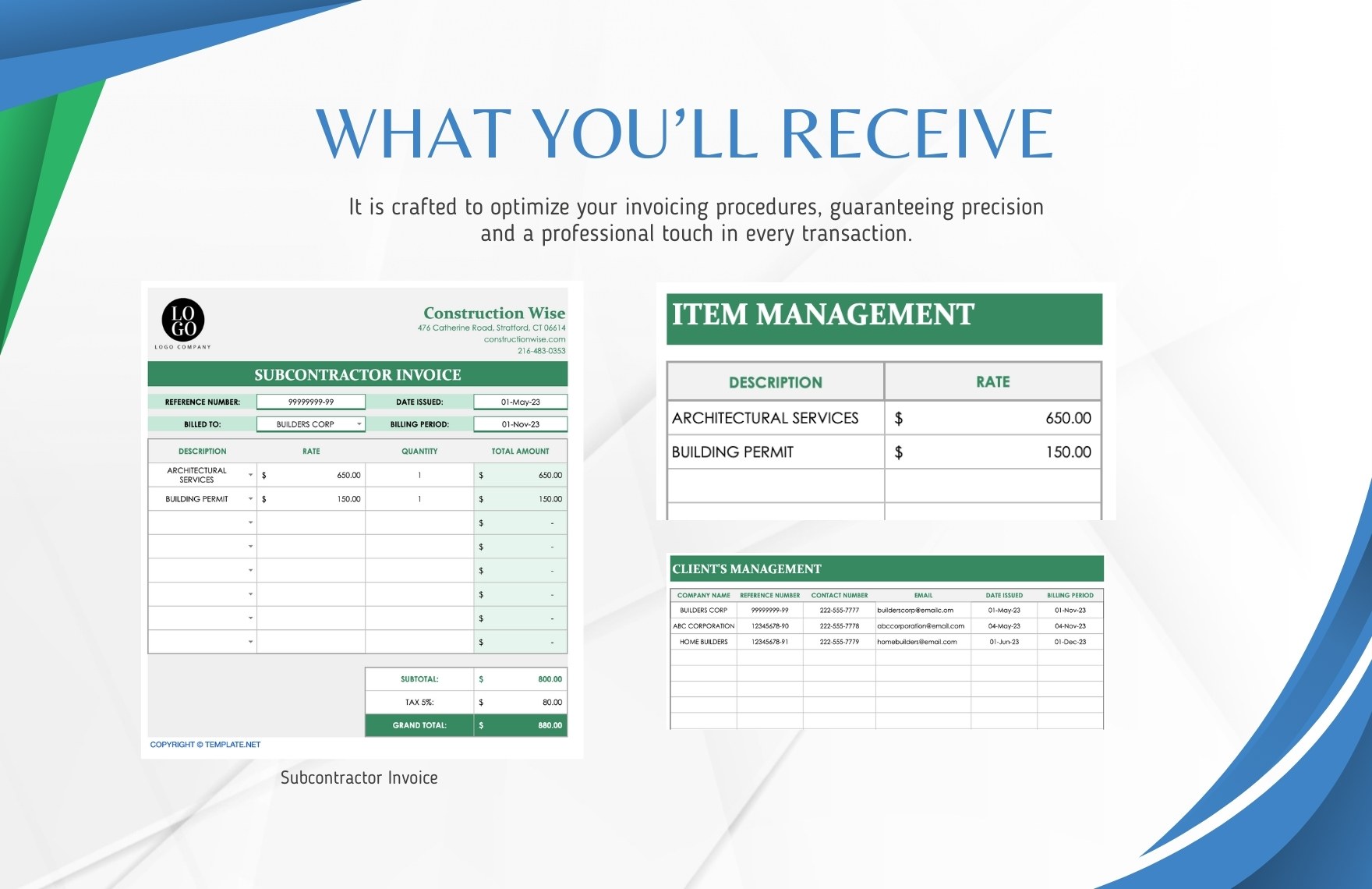 Subcontractor Invoice Template