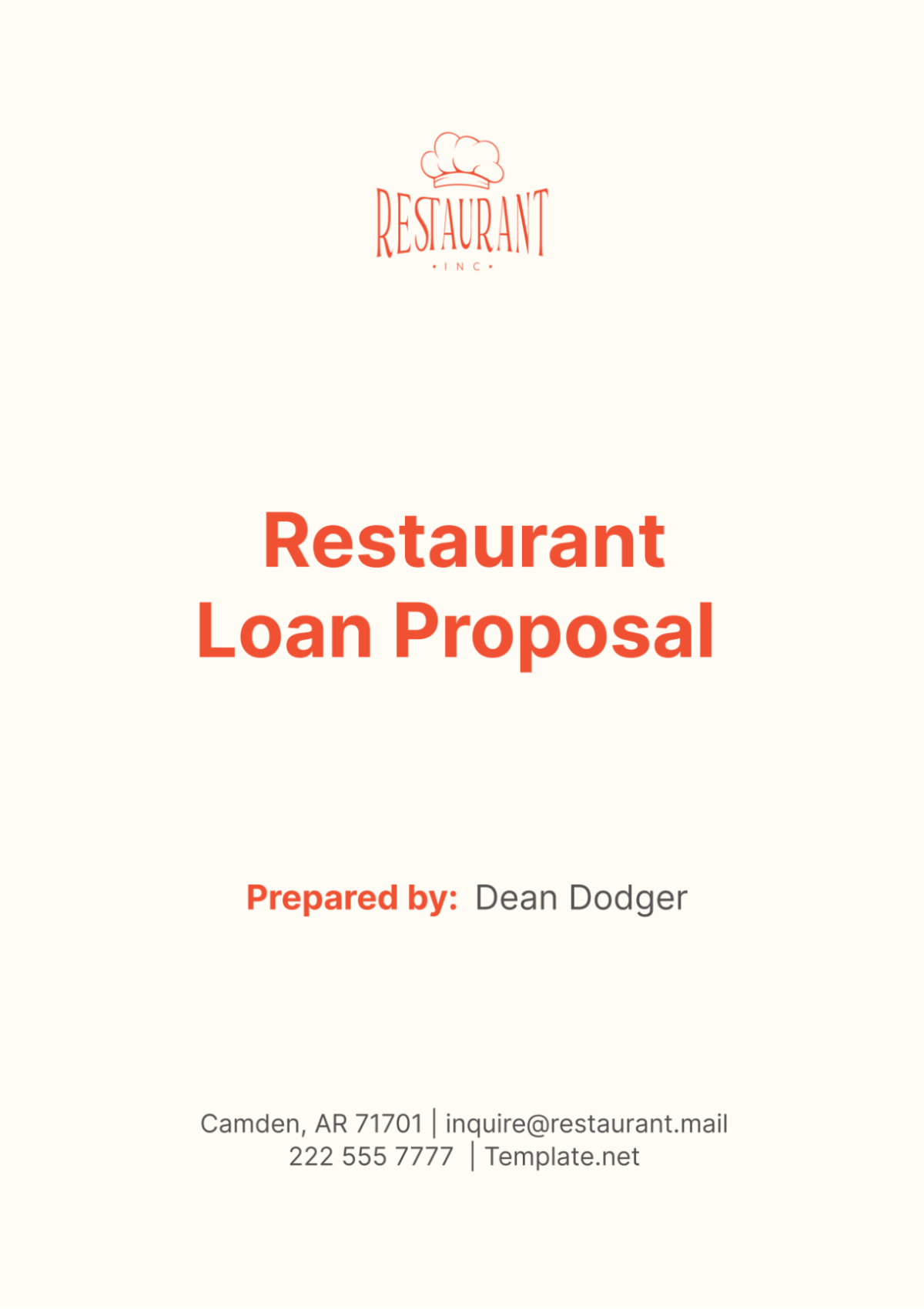Free Restaurant Loan Proposal Template
