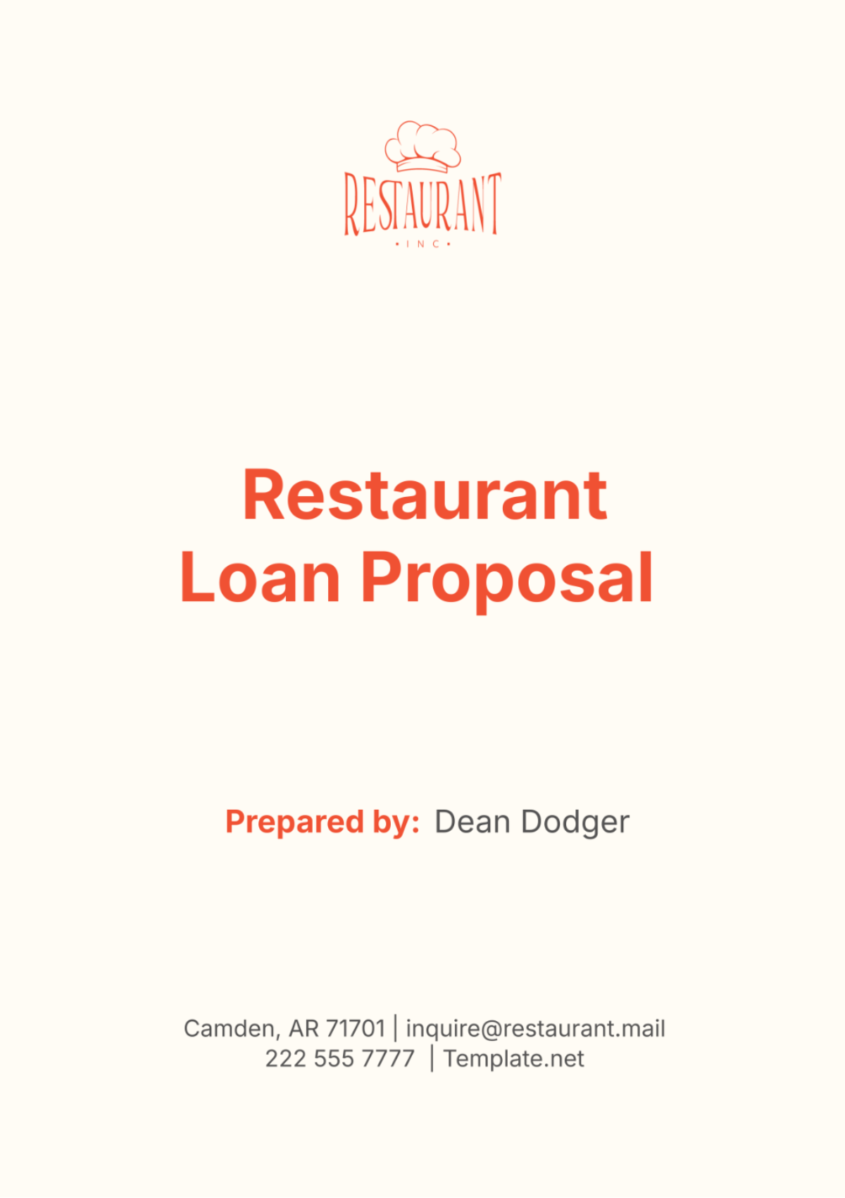 Restaurant Loan Proposal Template - Edit Online & Download