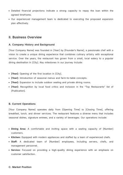 Free Restaurant Loan Proposal Template to Edit Online