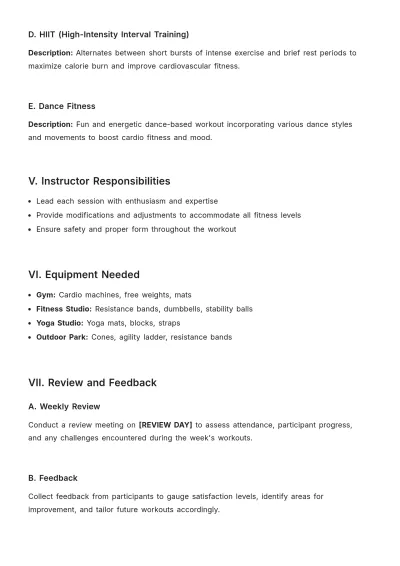 Free Weekly Fitness Plan Template to Edit Online