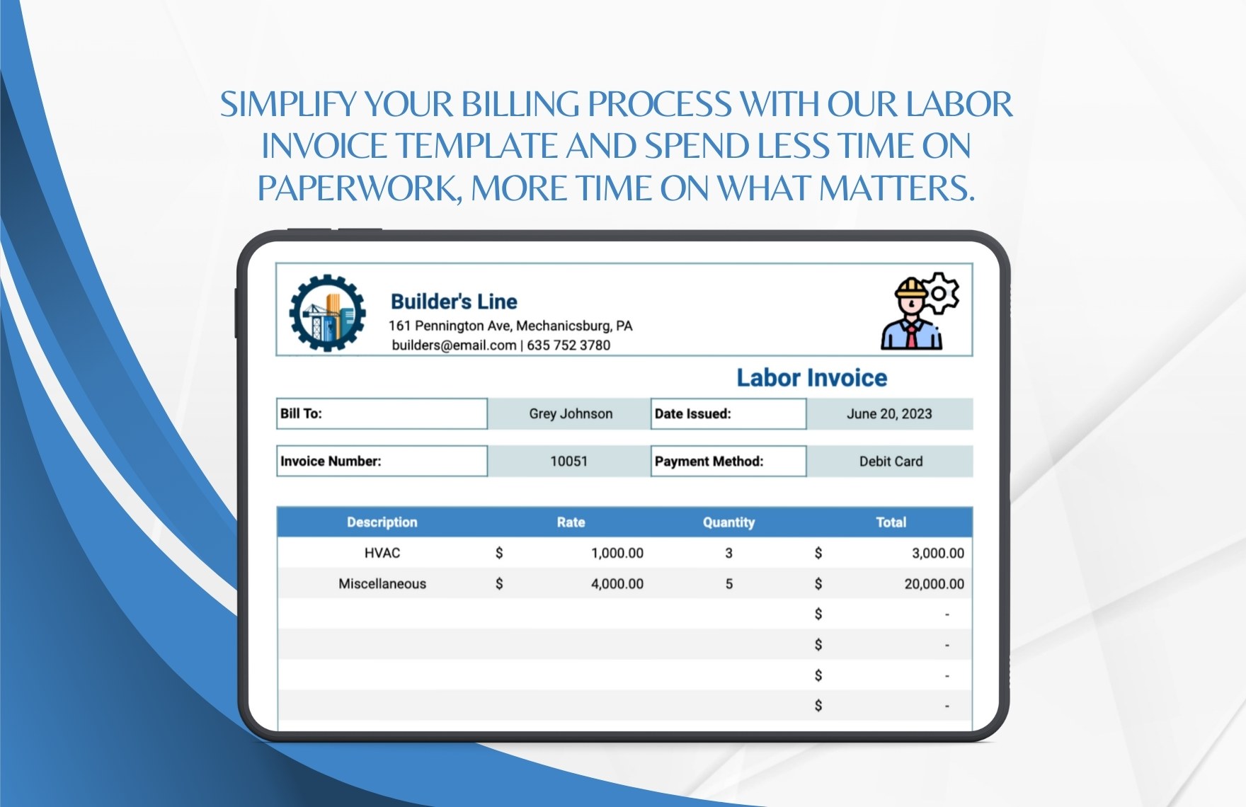 Labor Invoice Template