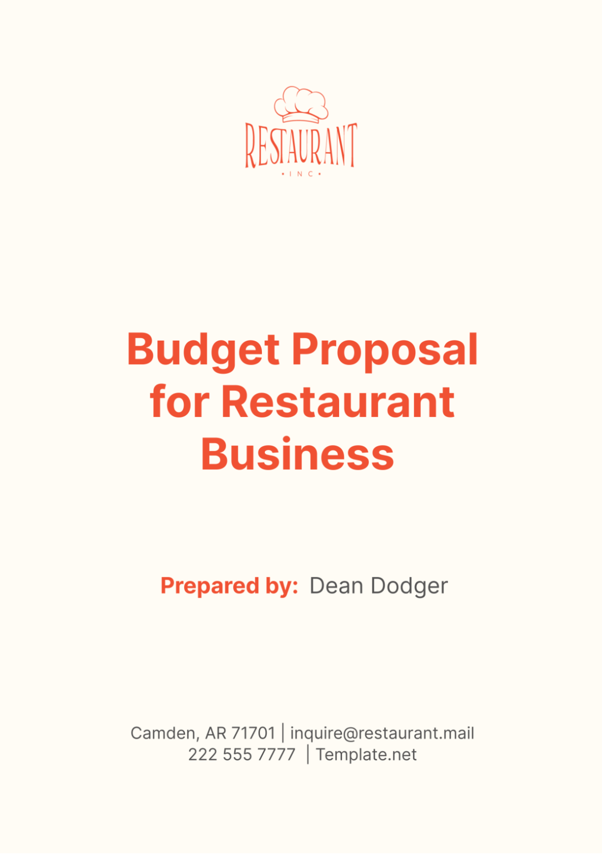 Budget Proposal for Restaurant Business Template - Edit Online & Download