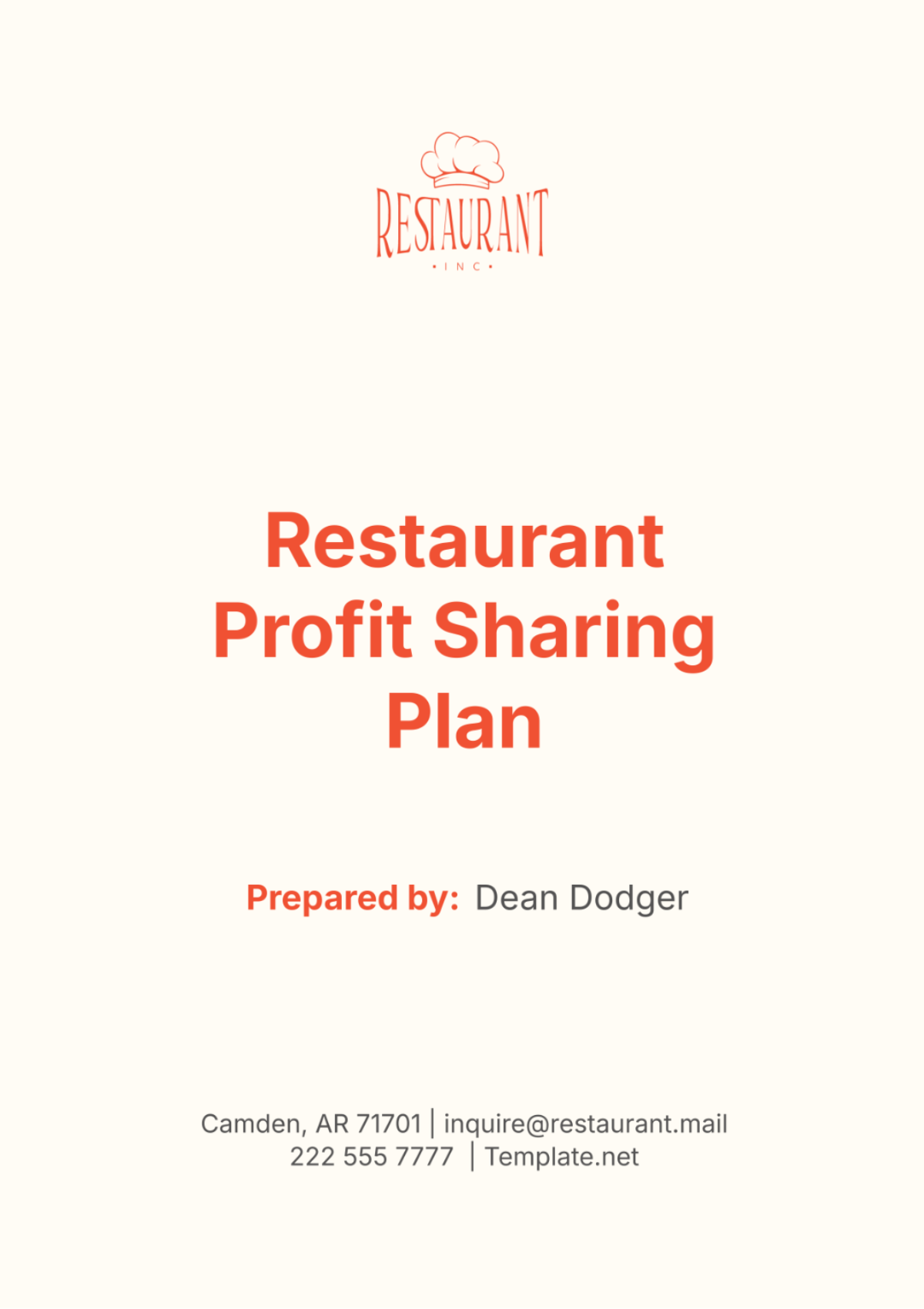 Restaurant Profit Sharing Plan Template - Edit Online & Download