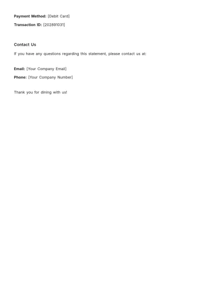 Free Restaurant Payment Statement Template to Edit Online