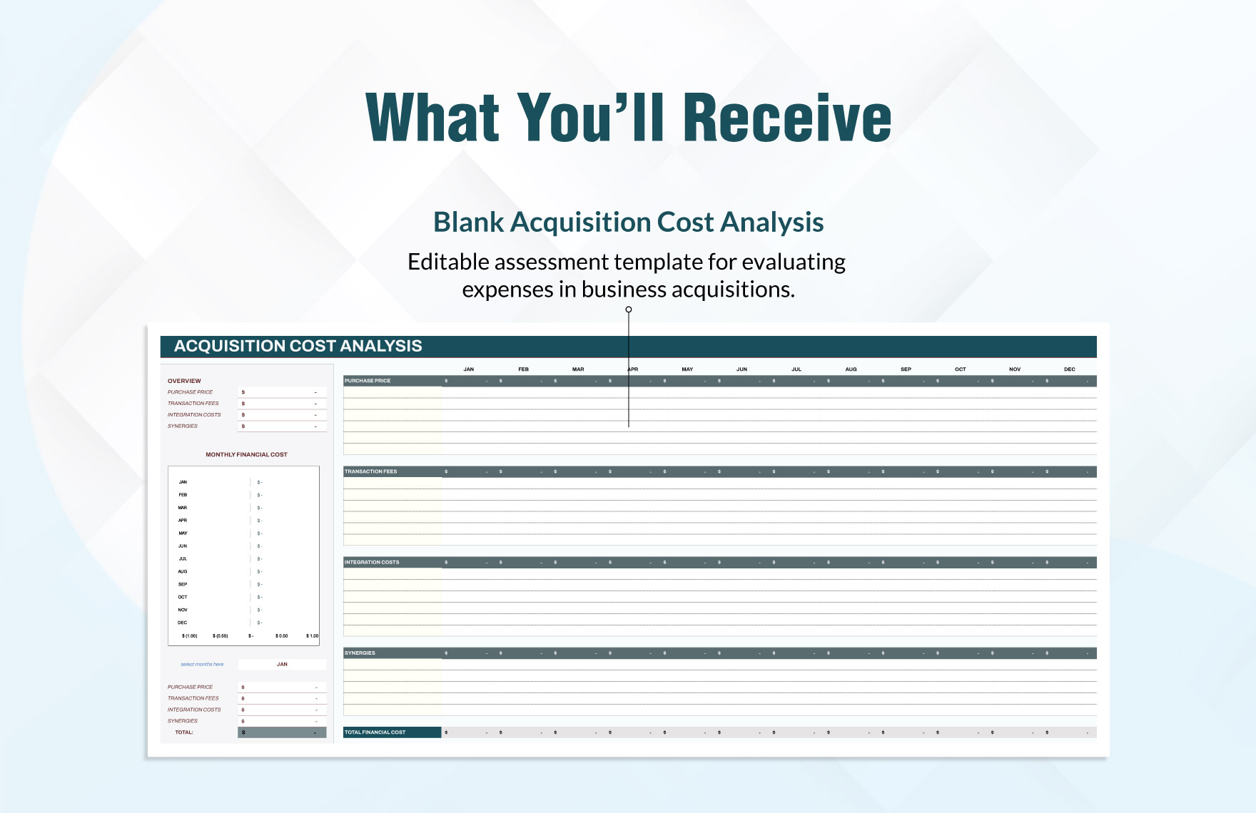 Finance Mergers & Acquisitions Acquisition Cost Analysis Template