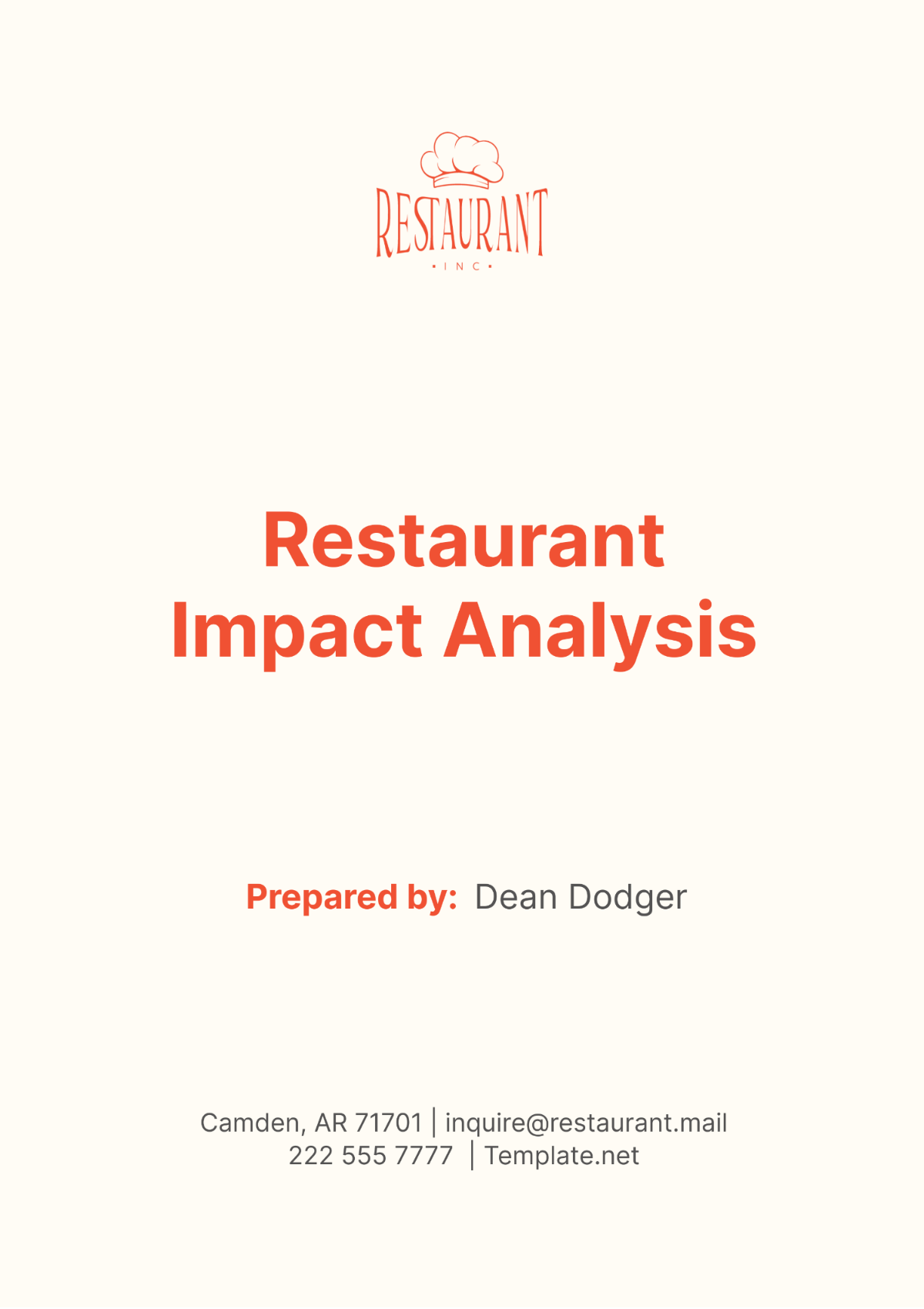 Free Restaurant Impact Analysis Template