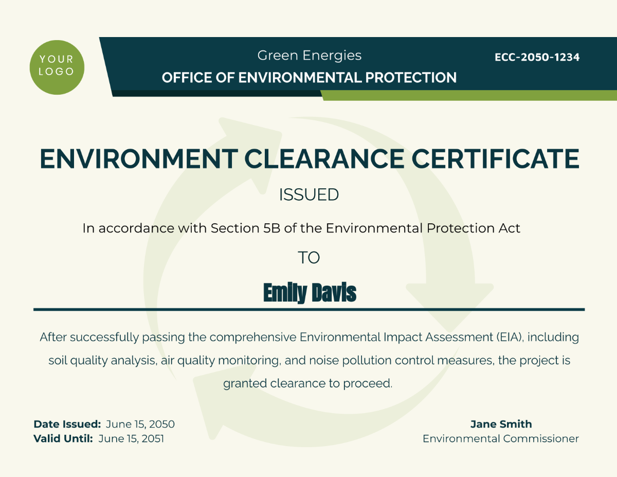 Environment Clearance Certificate