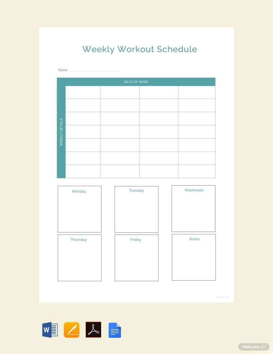 Sample Workout Schedule Template