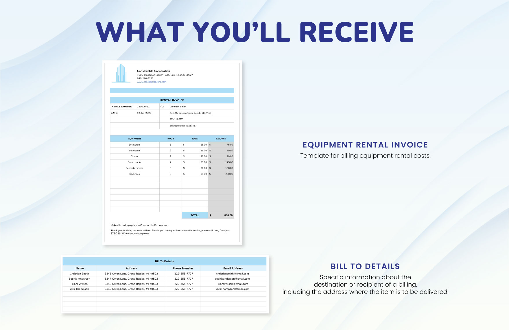 Equipment Rental Invoice Download