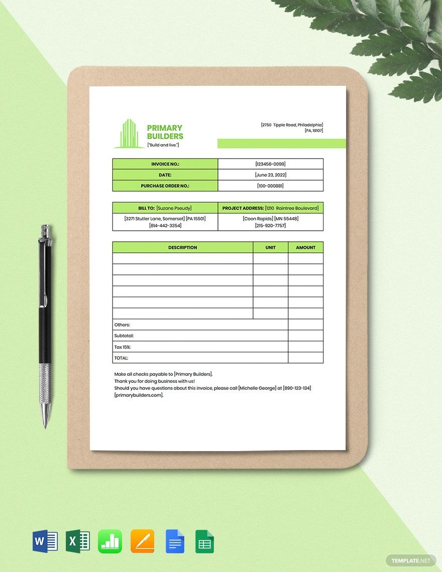 General Contractor Invoice Template