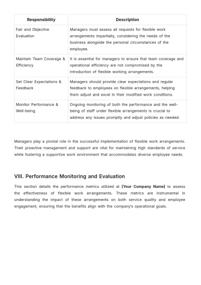 Free Restaurant Flexible Workplace Policy and Procedure Template to Edit Online