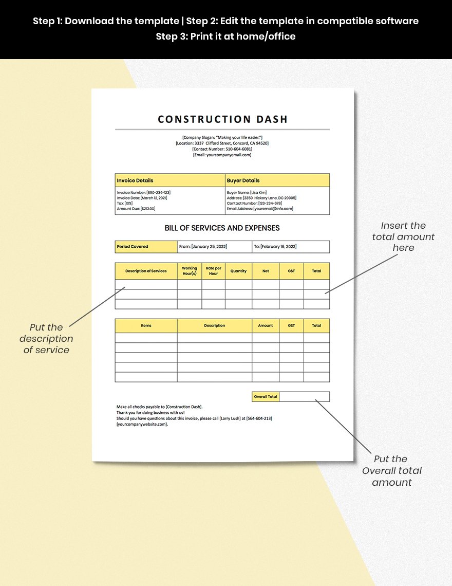 Construction Billing Invoice