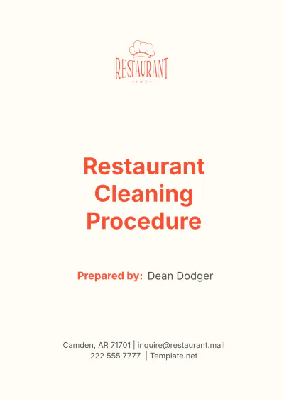 Free Restaurant Cleaning Procedure Template to Edit Online