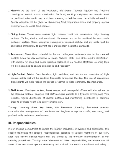 Free Restaurant Cleaning Procedure Template to Edit Online