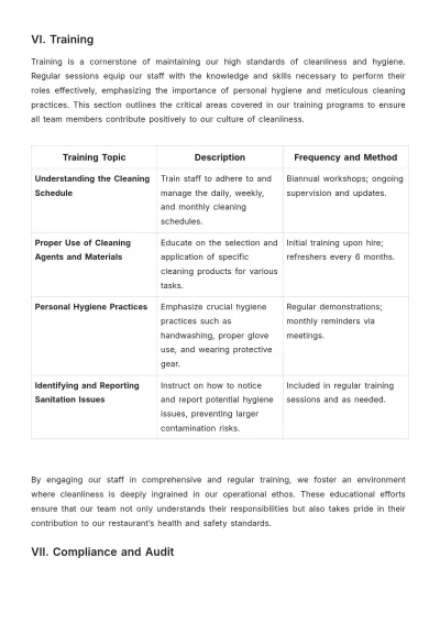 Free Restaurant Cleaning Procedure Template to Edit Online