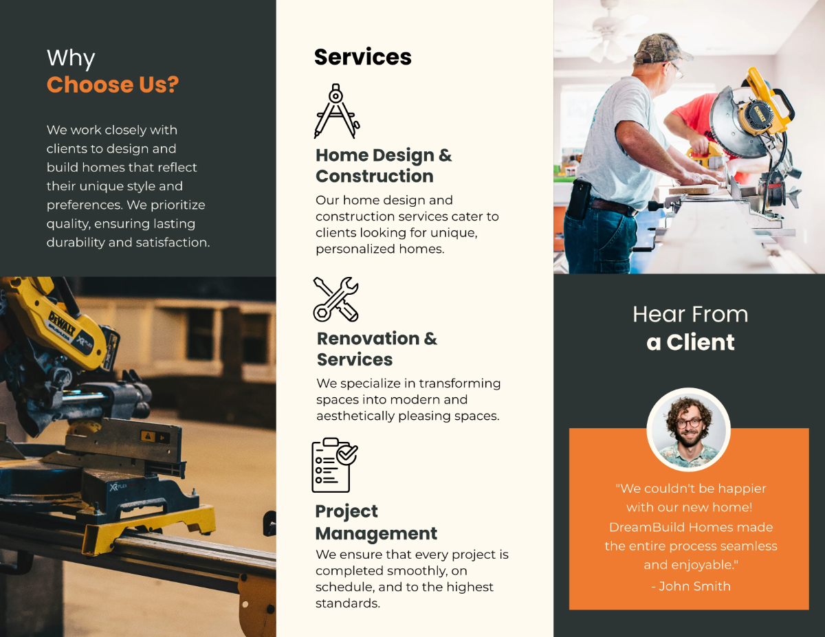 Free Home Builder Brochure Template to Edit Online