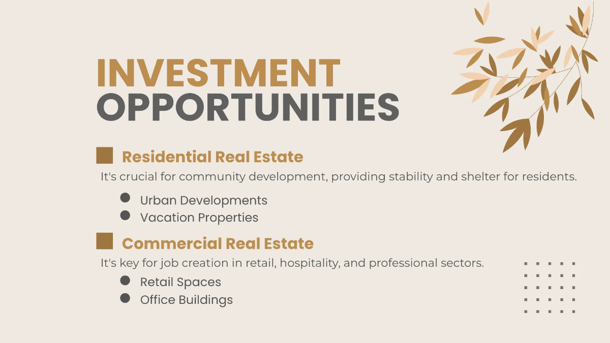 Free Real Estate Investment Opportunities Presentation Template to Edit Online