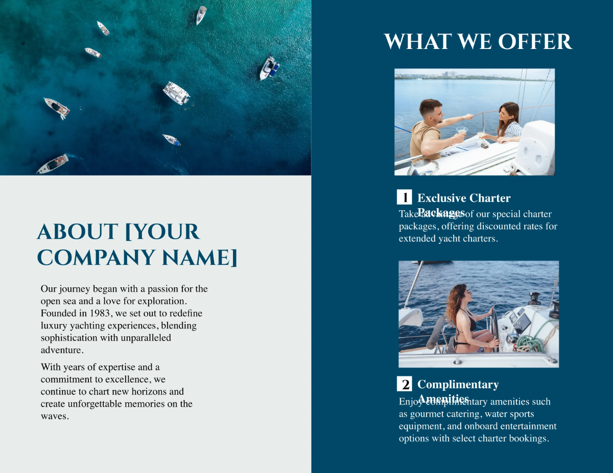 Free Yachting Bifold Brochure Template to Edit Online