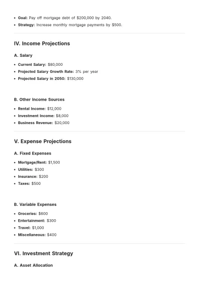 Free 10 Year Financial Plan Template to Edit Online