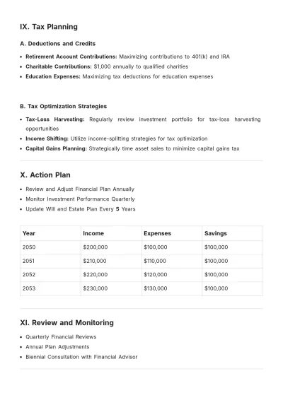 Free 10 Year Financial Plan Template to Edit Online