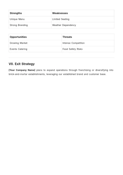 Free Food Truck Financial Plan Template to Edit Online