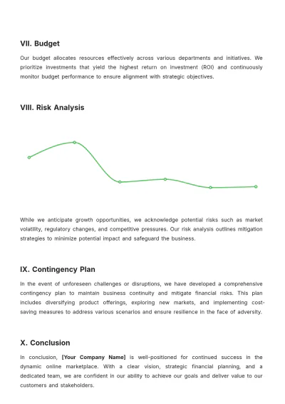 Free Online Store Financial Plan Template to Edit Online