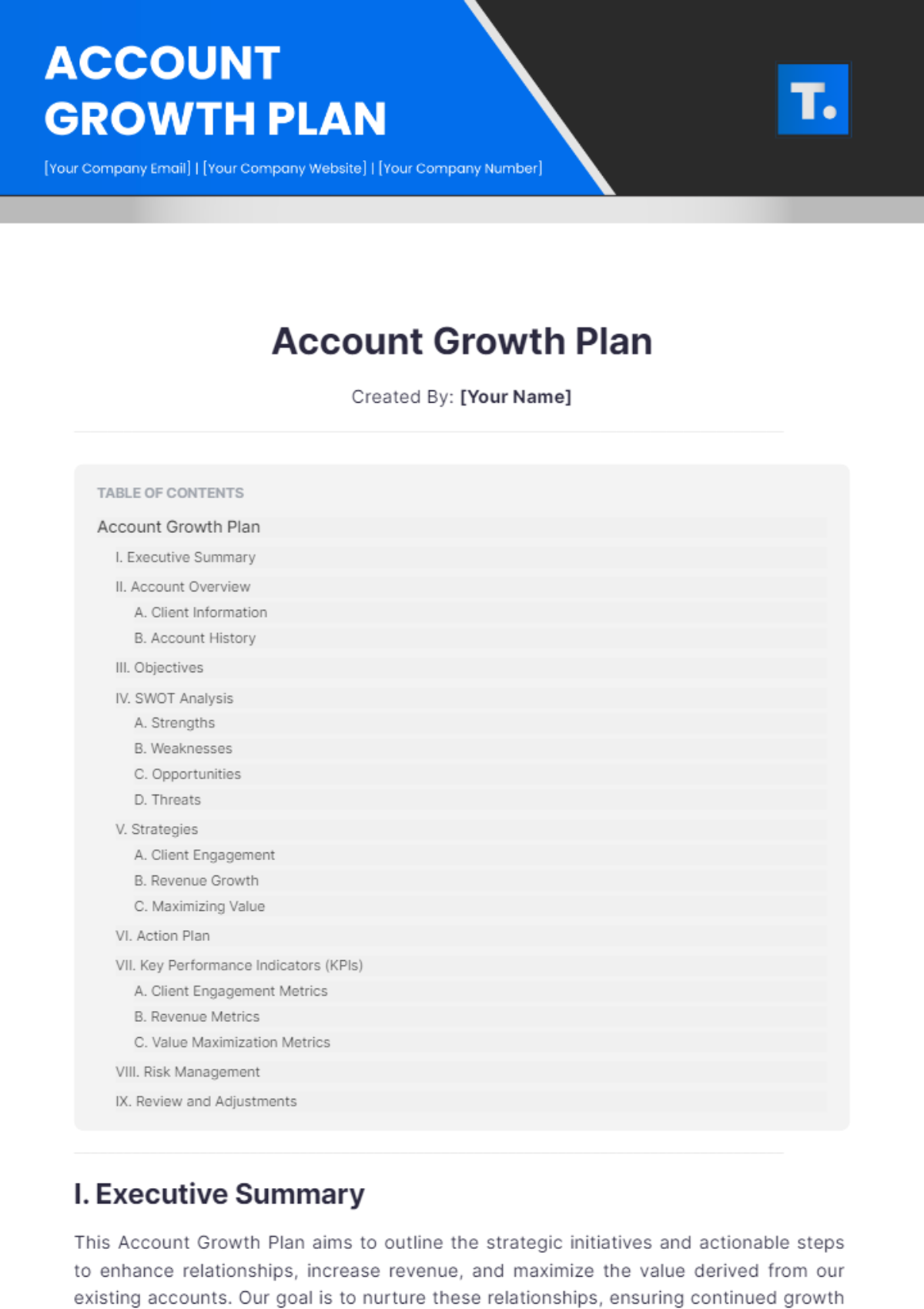 Account Growth Plan Template - Edit Online & Download