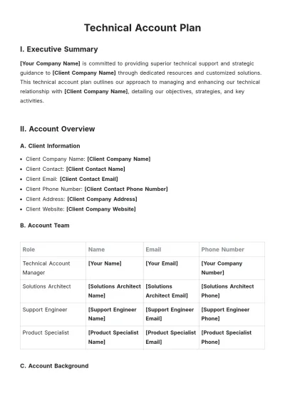Free Technical Account Plan Template to Edit Online