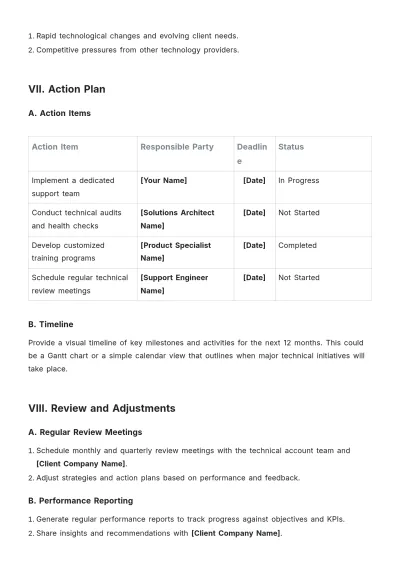 Free Technical Account Plan Template to Edit Online
