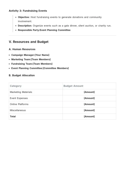 Free School Fundraising Campaign Plan Template to Edit Online