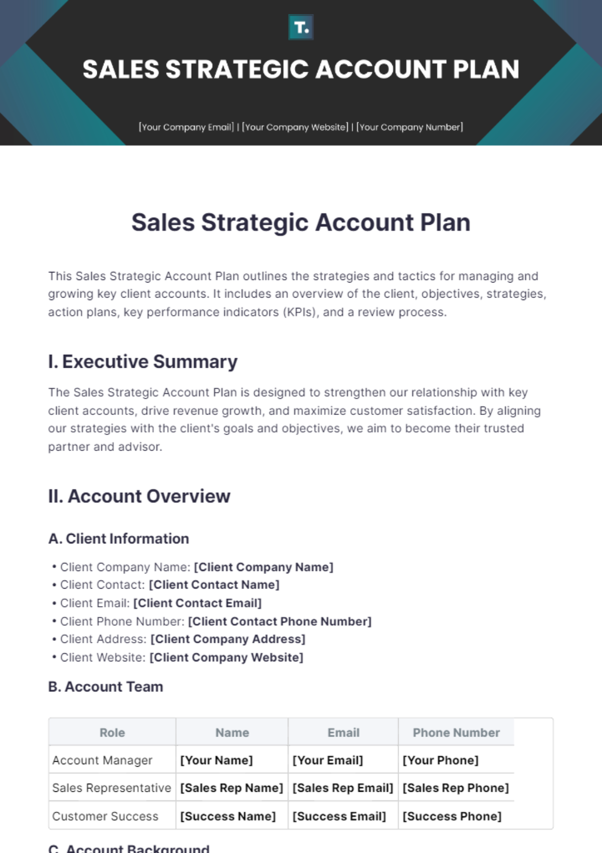 Sales Strategic Account Plan Template - Edit Online & Download